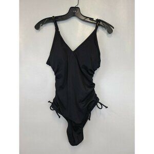 California Sunshine Black Drawstring 1Pc Swimsuit